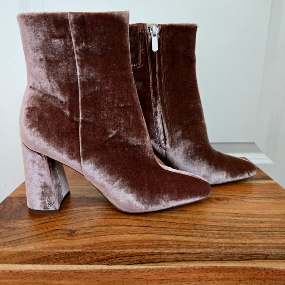 Sam Edelman Pink Velvet Booties
